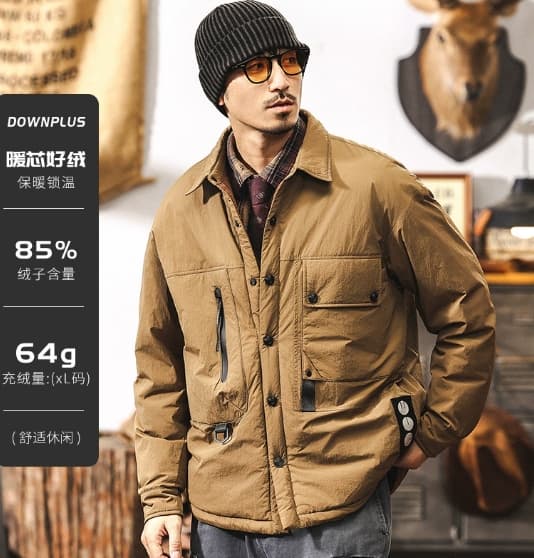 GorgeousBen White duck down workwear, lightweight down jacket, men's winter 2025 new down shirt, men's outdoor men's autumn and winter jacke — view 6