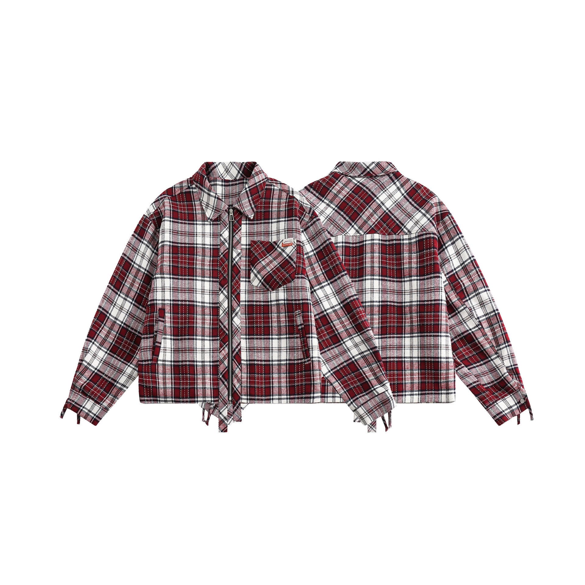 GorgeousBen   Unisex 2024 new fashion plaid irregularly designed lapel jacket for men and women American loose niche casual jacket — main view