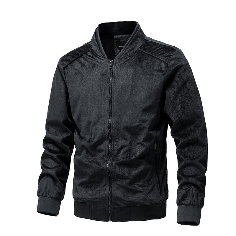 GorgeousBen Men's Suede Stand Collar Bomber Jacket Slim Fit Lightweight Business Casual Spring Autumn Coat M-XXL — view 9