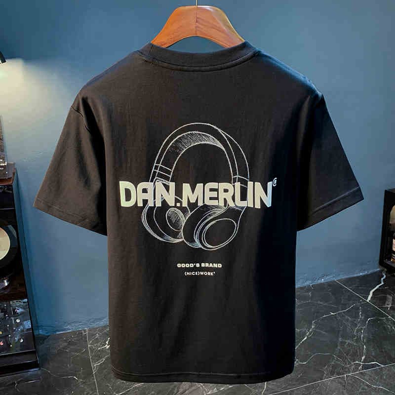 GorgeousBen Summer Trendy Men's Short sleeved T-shirt Embroidered Printed Loose White Top High Quality Thin Casual T-shirt for Men. — main view