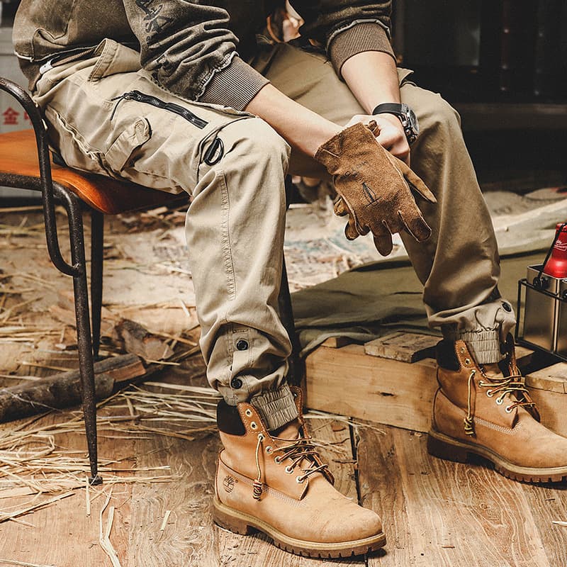 GorgeousBen Men's American Retro Cargo Pants Tactical Casual Trousers Loose Fit Washed Cotton Outdoor Pants 28-38 — view 4