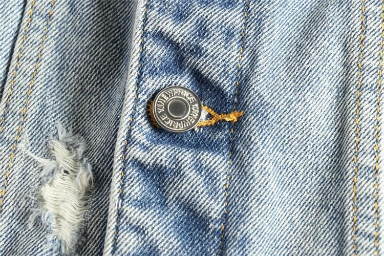 GorgeousBen Distressed Ripped Men's Denim Jacket - Vintage Trendy Edgy Cool Casual Youth Outerwear — view 15