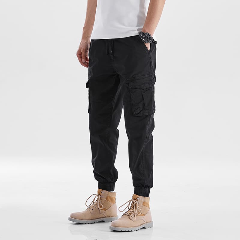 GorgeousBen  Cargo Tactical Pant Men Multi-bag Vertical Multifunctional Straight Canister Foot Pant Draw Rope Army Green Casual Trouser — view 5