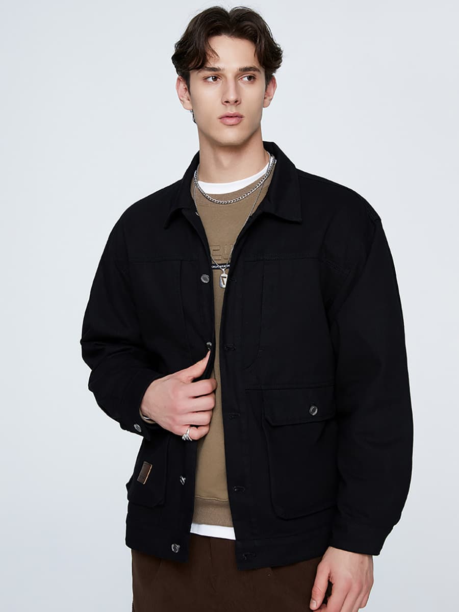 GorgeousBen Men's Retro Washed Cotton Workwear Jacket Casual Multi-pocket Coat — view 5