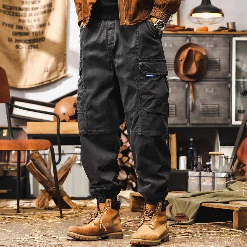 GorgeousBen American retro heavyweight workwear pants for men's autumn outdoor functional multi pocket paratrooper pants, loose casual ankle — main view