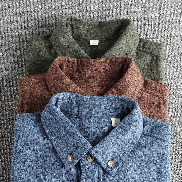 GorgeousBen Men's Preppy British Vintage Washed 100% Cotton Woven Long Sleeve Shirt — view 11