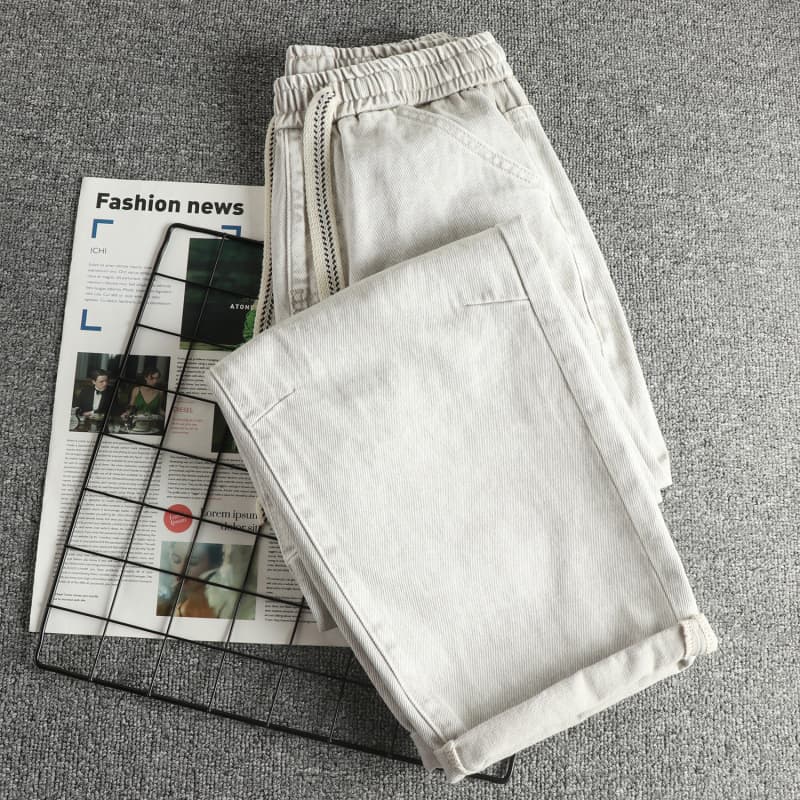 GorgeousBen Men's Long Staple Cotton Heavy Wash Vintage Jeans, Loose Straight Leg Tall Slim Trendy All-Match Long Pants — view 4