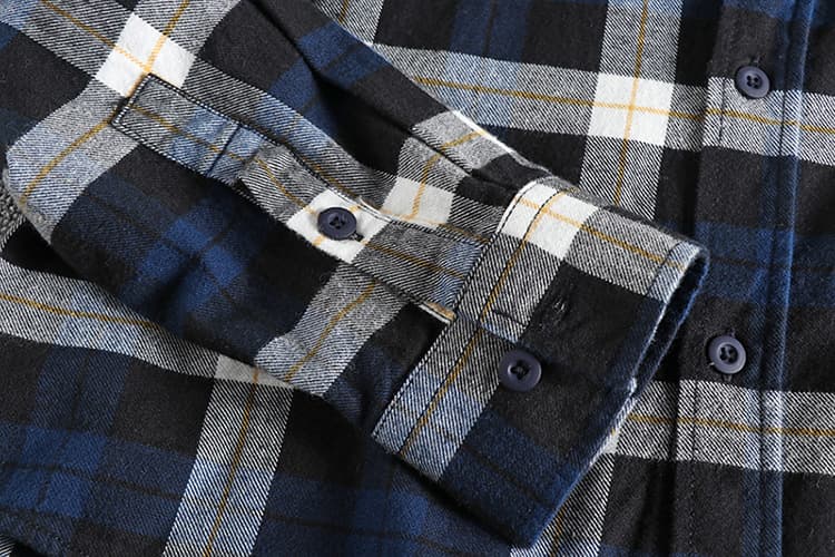 GorgeousBen American vintage woolen plaid long-sleeved shirt men's back embroidery pattern trend all match youth thin coat shirt — view 9
