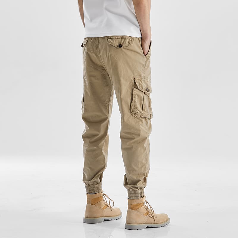 GorgeousBen  Cargo Tactical Pant Men Multi-bag Vertical Multifunctional Straight Canister Foot Pant Draw Rope Army Green Casual Trouser — view 4