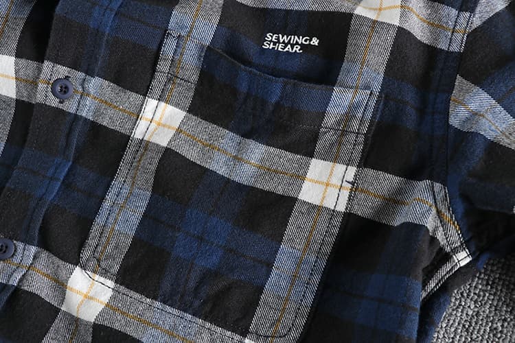GorgeousBen American vintage woolen plaid long-sleeved shirt men's back embroidery pattern trend all match youth thin coat shirt — view 7