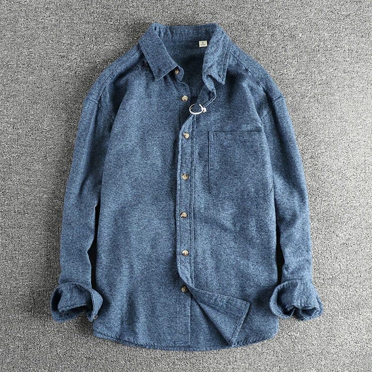 GorgeousBen Men's Preppy British Vintage Washed 100% Cotton Woven Long Sleeve Shirt — view 3
