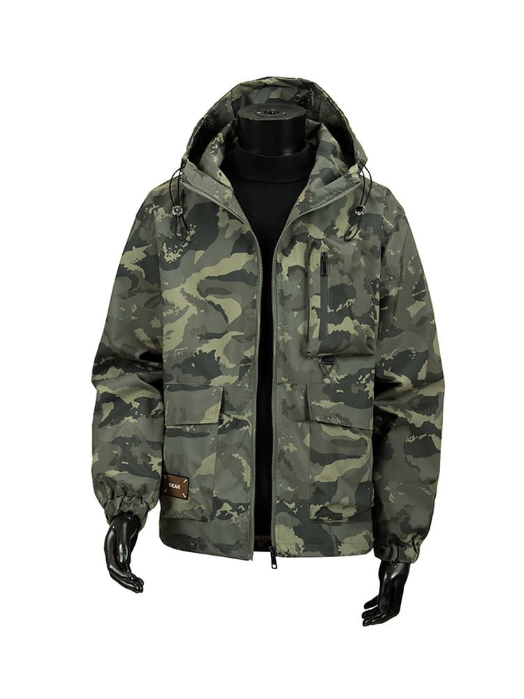 GorgeousBen Men's Camo Hooded Jacket, Water-Resistant Sportswear Coat for Autumn — view 3