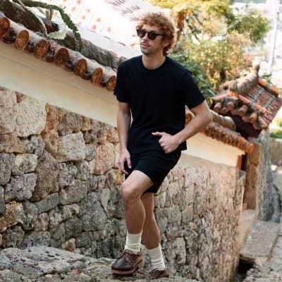 GorgeousBen Men's Casual 3D Solid Knit Short Sleeve Shorts Set, Loose Fit for Summer Daily Wear — view 3