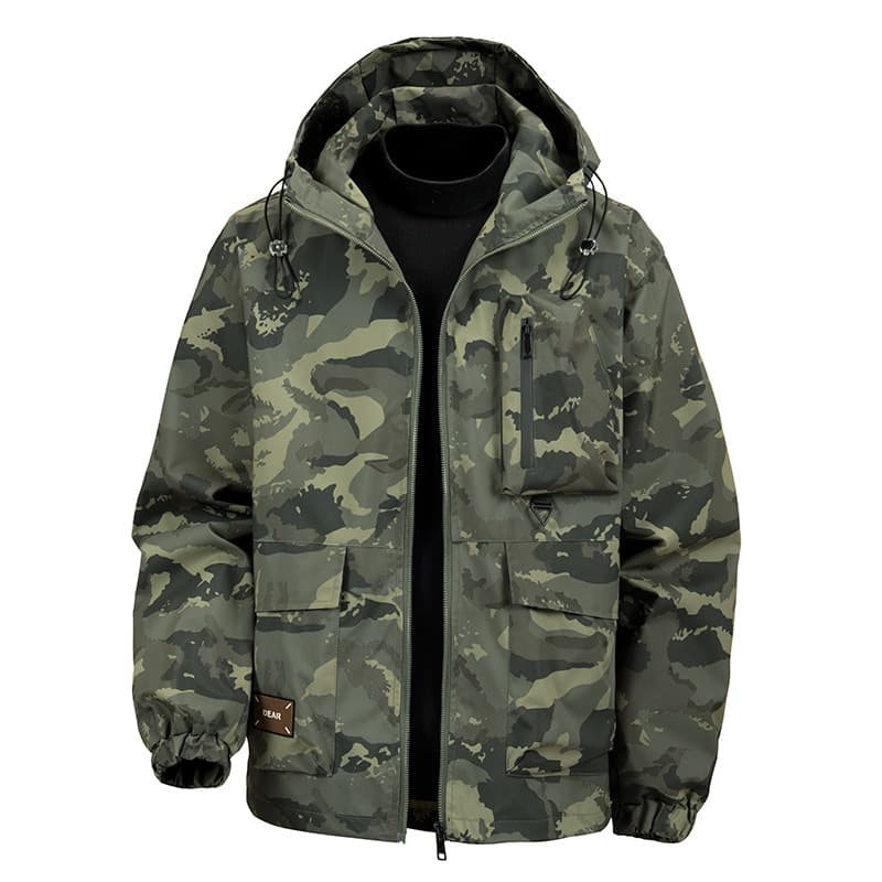 GorgeousBen Men's Camo Hooded Jacket, Water-Resistant Sportswear Coat for Autumn — view 14