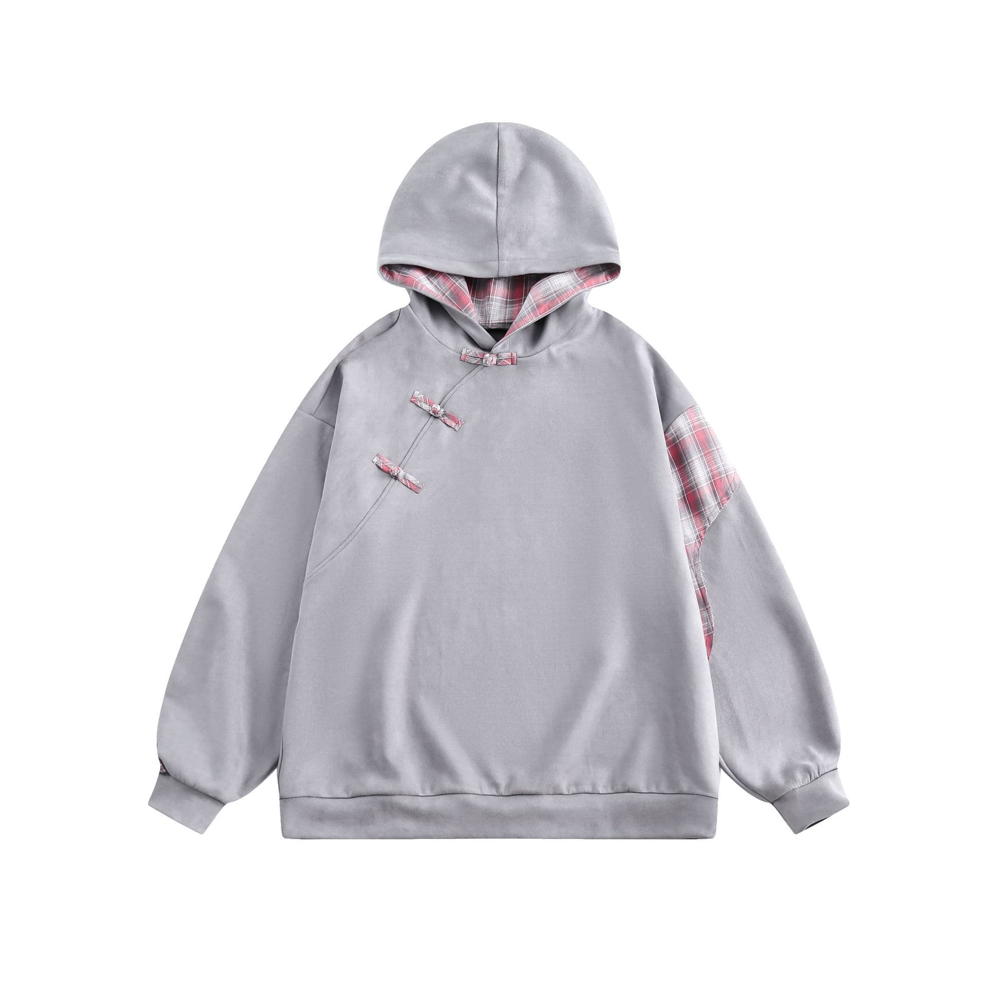 GorgeousBen   Unisex 2024 new Chinese checkered splice plate buckle hoodie men's spring design sense of loose coat — view 2