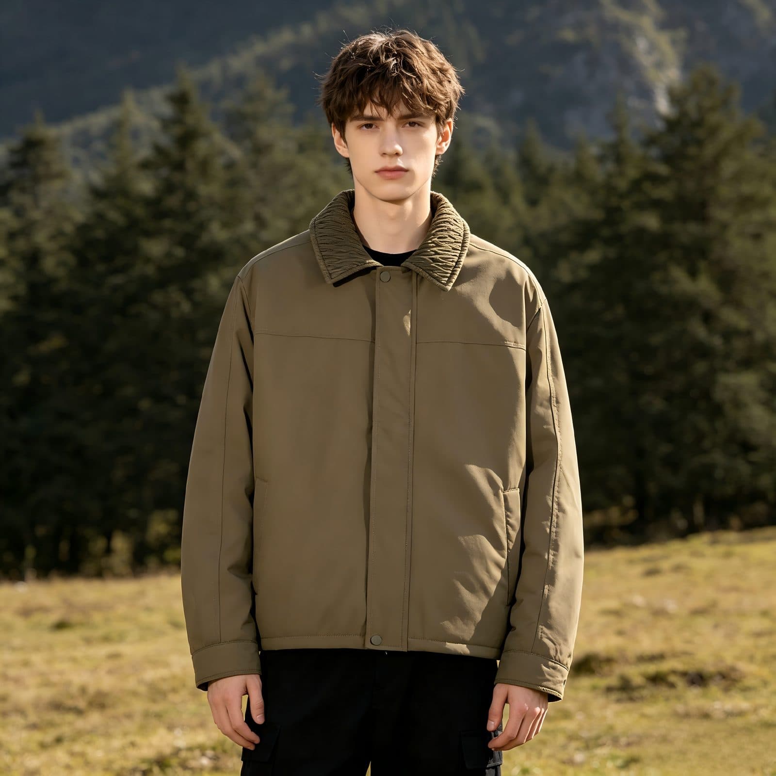 GorgeousBen Men's Casual Cotton Jacket GB-J001, Loose Fit, Wrinkle Resistant, Korean Style, Lightweight, Fall/Winter, S-XXL — view 7