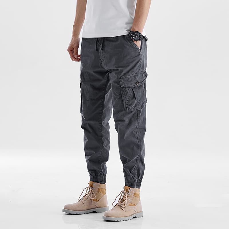 GorgeousBen  Cargo Tactical Pant Men Multi-bag Vertical Multifunctional Straight Canister Foot Pant Draw Rope Army Green Casual Trouser — main view