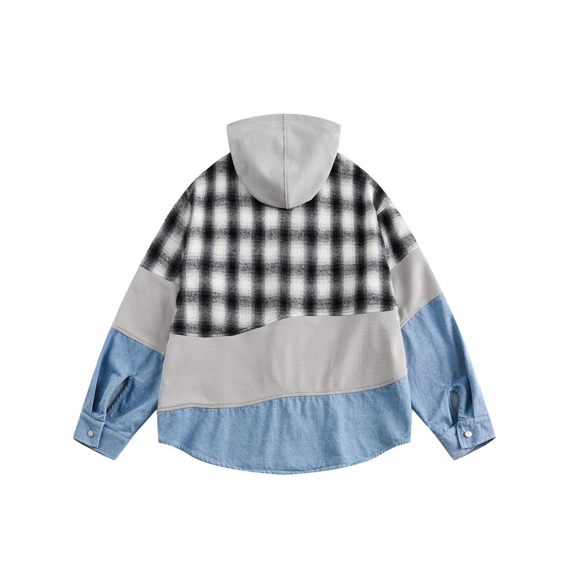 GorgeousBen Unisex retro plaid patchwork new spring hooded jacket design loose with casual niche coat trend — view 3