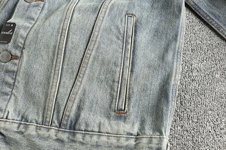 GorgeousBen Heavy Washed Men's Denim Jacket - Embroidered High Street Vintage Trend Outerwear — view 13