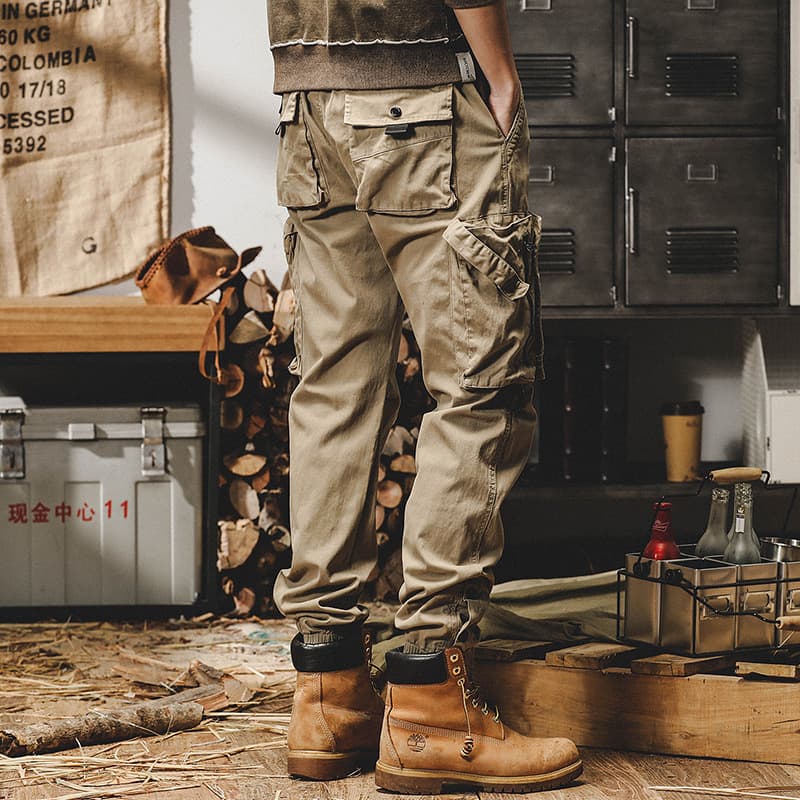 GorgeousBen Men's American Retro Cargo Pants Tactical Casual Trousers Loose Fit Washed Cotton Outdoor Pants 28-38 — view 2