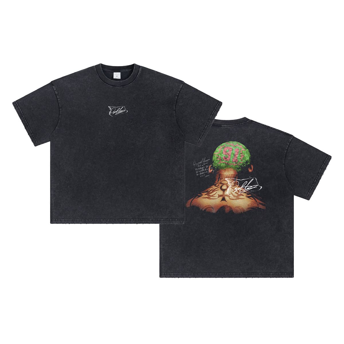 GorgeousBen Men’s Retro Basketball Print T-Shirt 250g Cotton Washed Oversized Drop Shoulder Tee Streetwear S-XXL — view 8