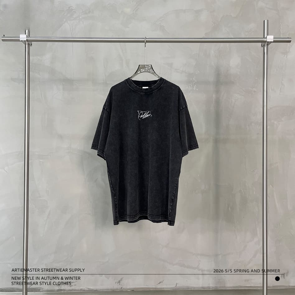 GorgeousBen Men’s Retro Basketball Print T-Shirt 250g Cotton Washed Oversized Drop Shoulder Tee Streetwear S-XXL — view 6