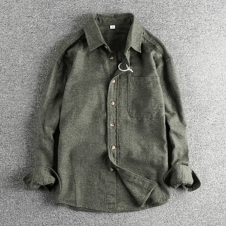 GorgeousBen Men's Preppy British Vintage Washed 100% Cotton Woven Long Sleeve Shirt — view 7