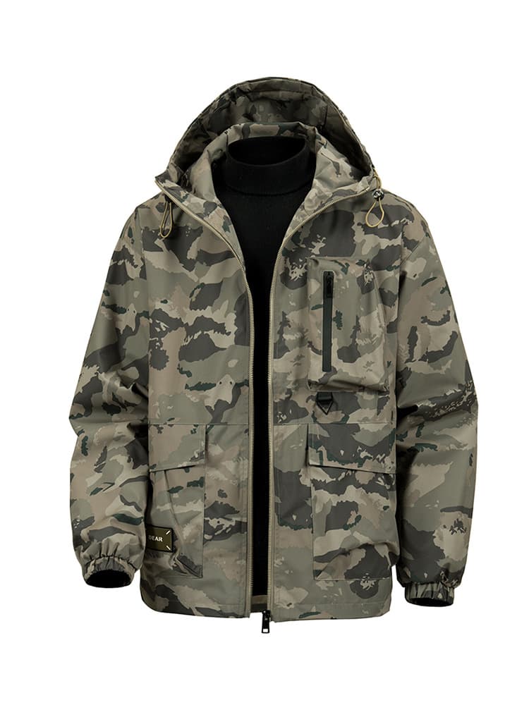 GorgeousBen Men's Camo Hooded Jacket, Water-Resistant Sportswear Coat for Autumn — view 2
