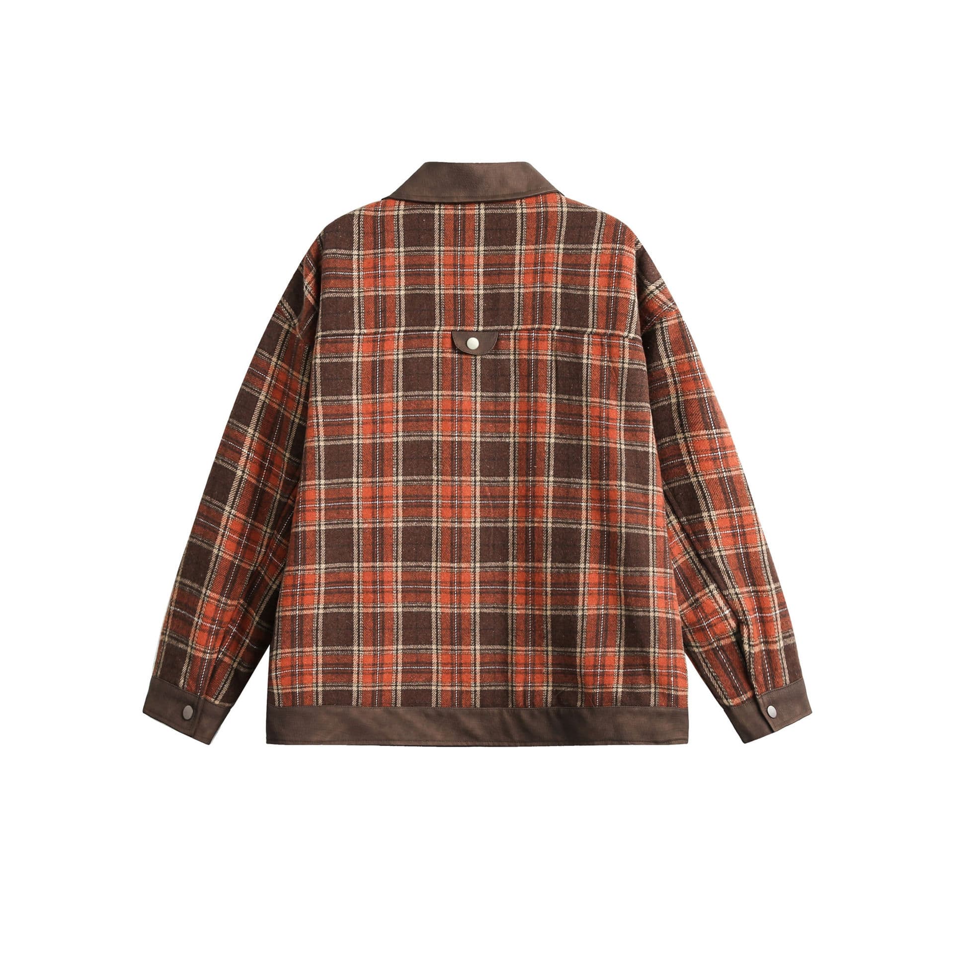 GorgeousBen Unisex 2024 new American PU leather patchwork checkered niche lapel jacket men's and women's spring loose trend couple coat — view 12