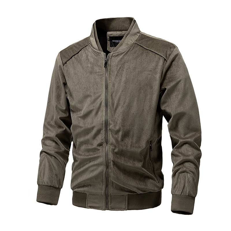 GorgeousBen Men's Suede Stand Collar Bomber Jacket Slim Fit Lightweight Business Casual Spring Autumn Coat M-XXL — view 13