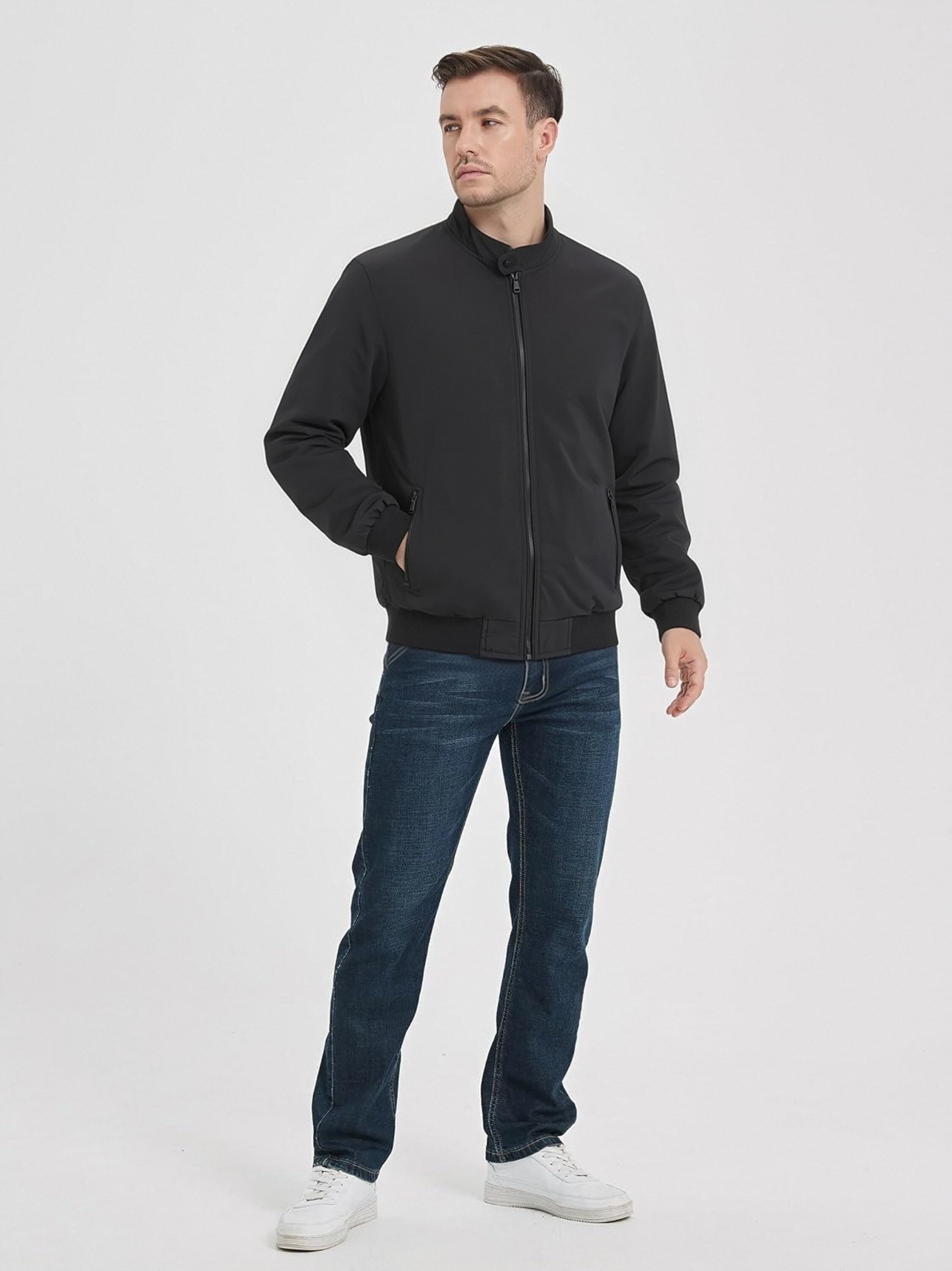 GorgeousBen Men's Casual Fleece Lined Stand Collar Jacket for Winter Outdoor Commute — main view