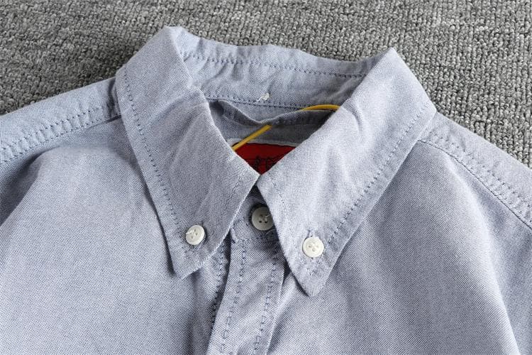 GorgeousBen Men's Japanese Style Minimalist Washed Cotton Oxford Long Sleeve Shirt With Pockets — view 14