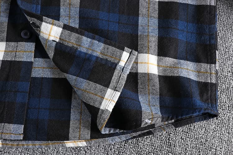 GorgeousBen American vintage woolen plaid long-sleeved shirt men's back embroidery pattern trend all match youth thin coat shirt — view 8