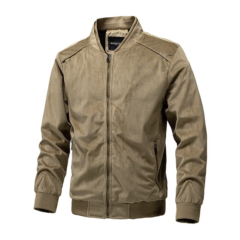 GorgeousBen Men's Suede Stand Collar Bomber Jacket Slim Fit Lightweight Business Casual Spring Autumn Coat M-XXL — view 11