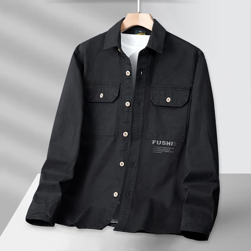 GorgeousBen Men's Winter new American retro trend thickened plaid long-sleeved shirt for men, with workwear pocket design, casual outerwear. — main view