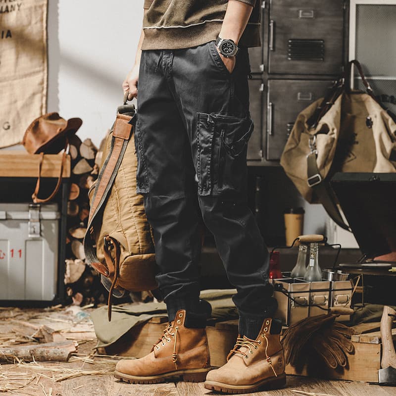 GorgeousBen Men's American Retro Cargo Pants Tactical Casual Trousers Loose Fit Washed Cotton Outdoor Pants 28-38 — view 8