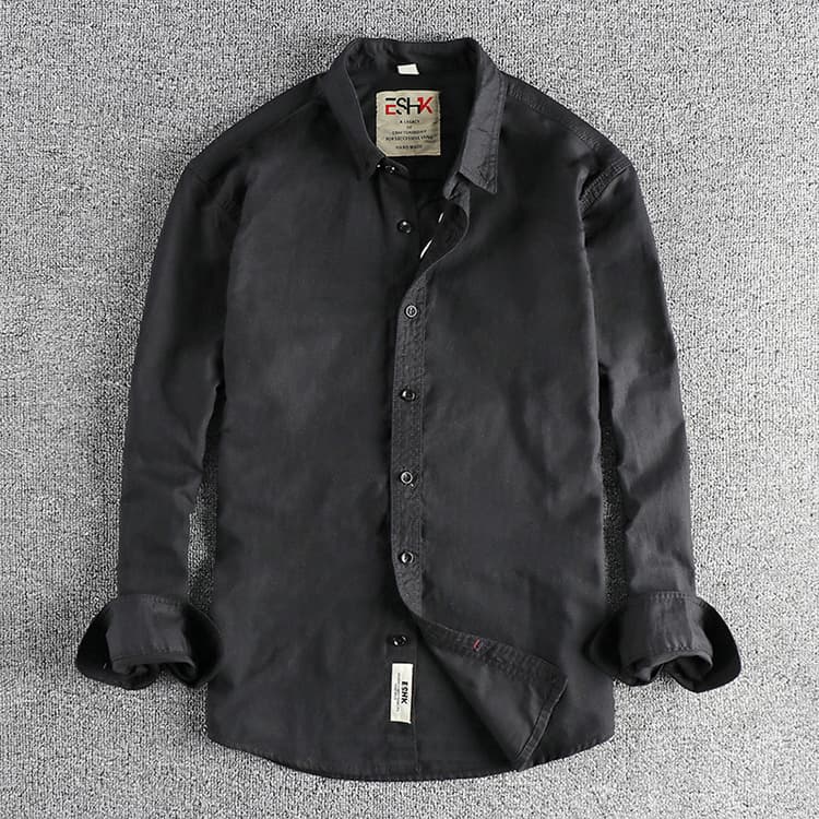 GorgeousBenWashed Oxford woven long-sleeved shirt for men comfortable classic all-match casual shirt. — main view