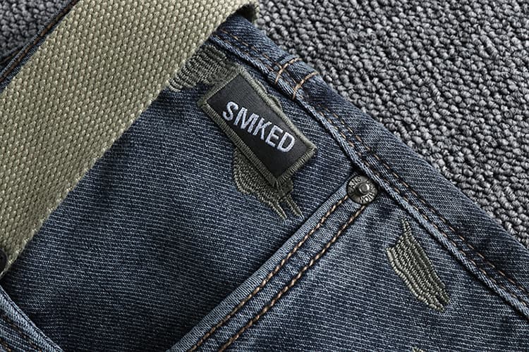 GorgeousBen Men's Summer Washed Distressed Denim Shorts Whiskering Embroidery Slim Straight Knee Length — view 15