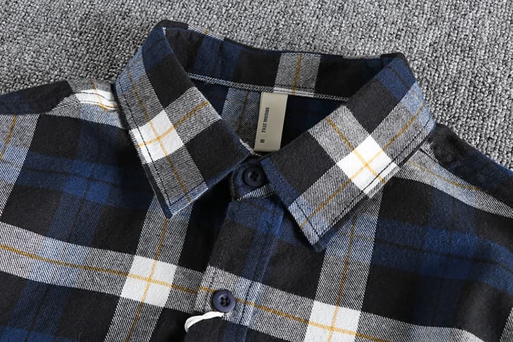GorgeousBen American vintage woolen plaid long-sleeved shirt men's back embroidery pattern trend all match youth thin coat shirt — view 6