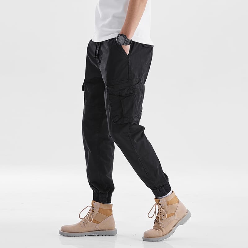 GorgeousBen  Cargo Tactical Pant Men Multi-bag Vertical Multifunctional Straight Canister Foot Pant Draw Rope Army Green Casual Trouser — view 2