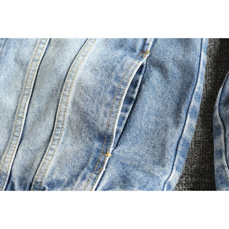 GorgeousBen Distressed Ripped Men's Denim Jacket - Vintage Trendy Edgy Cool Casual Youth Outerwear — view 9