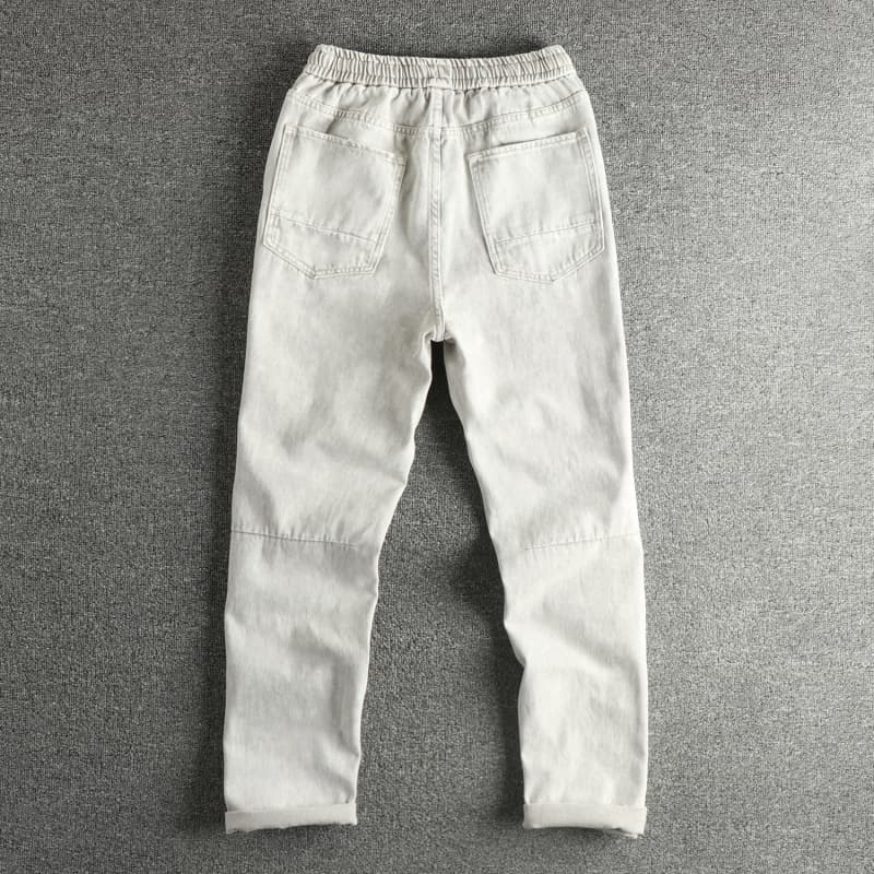 GorgeousBen Men's Long Staple Cotton Heavy Wash Vintage Jeans, Loose Straight Leg Tall Slim Trendy All-Match Long Pants — view 8