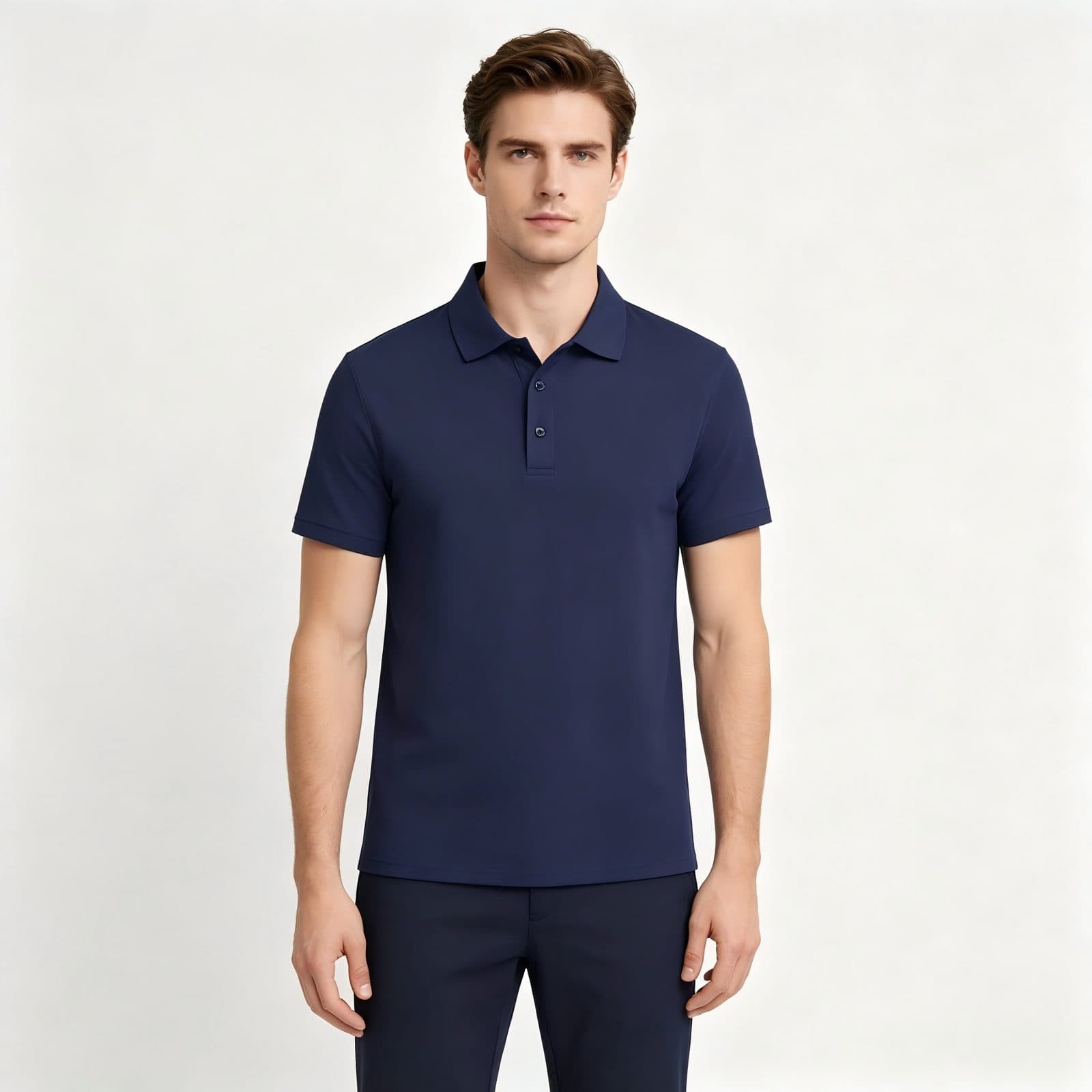 GorgeousBen Men's Slim Fit Polo Shirt, Solid Color, Breathable, Short Sleeve