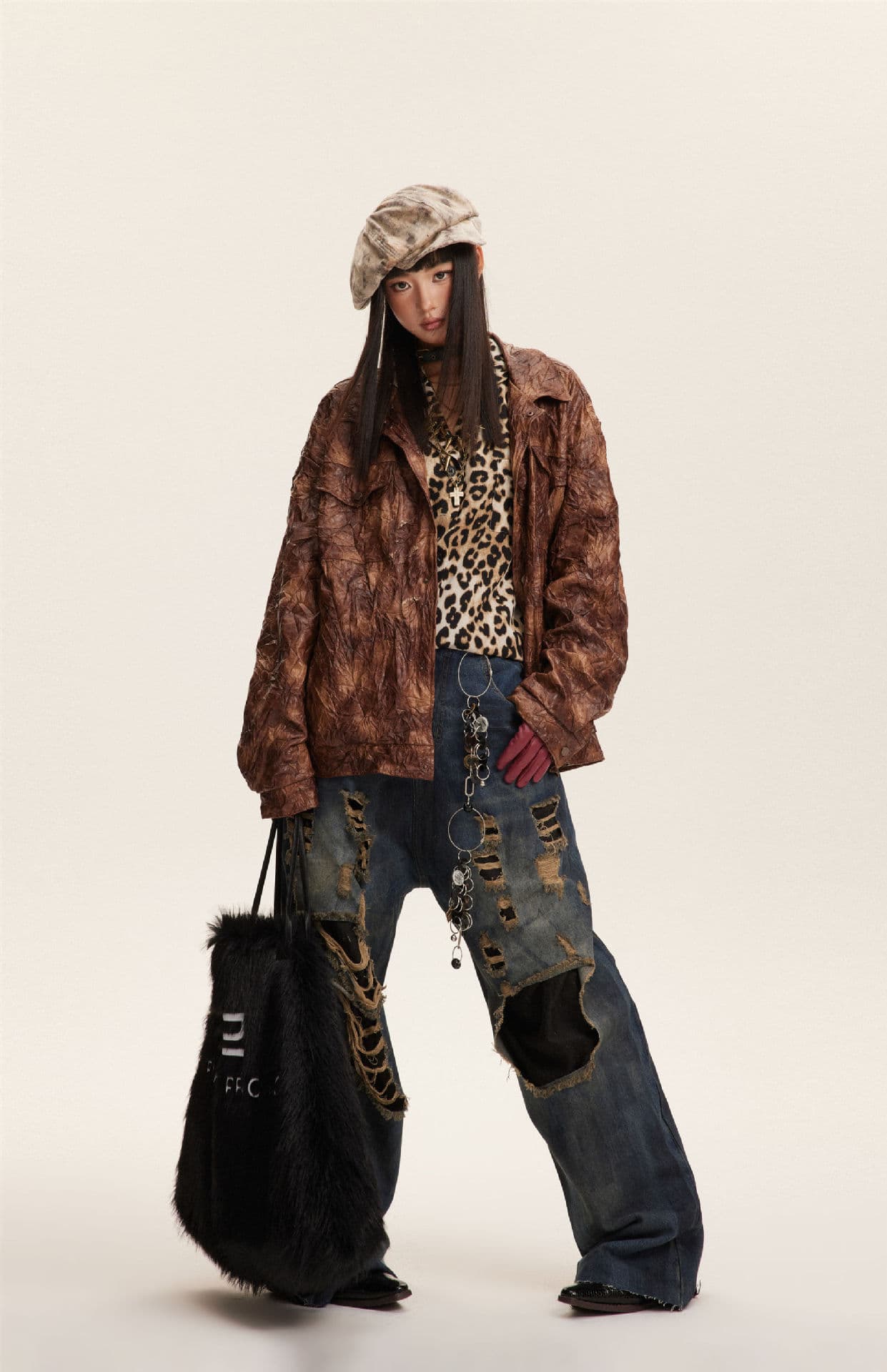 GorgeousBen   Unisex Design sense of fashion brand retro Maillard coat women's Spring and Autumn 2024 new American loose oversize jacket — view 8