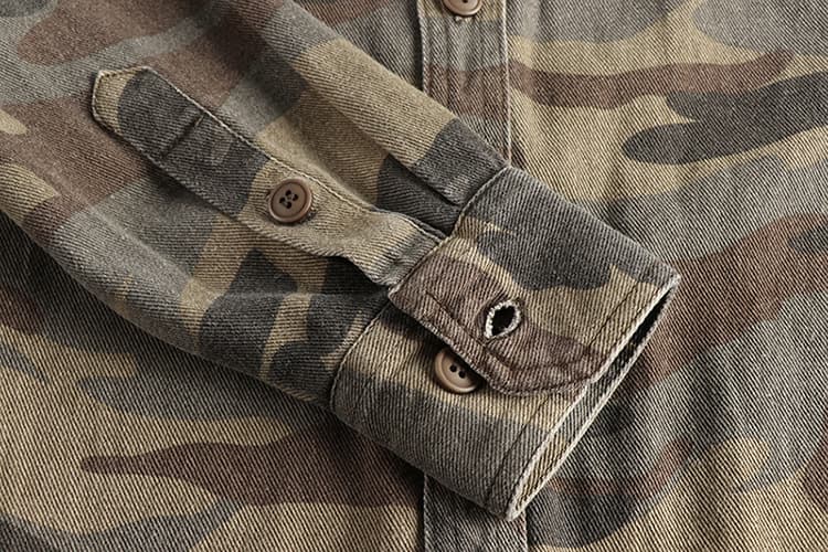 GorgeousBen Vintage chunky woven cotton cargo long-sleeved shirt men's autumn and winter casual shirt coat — view 13