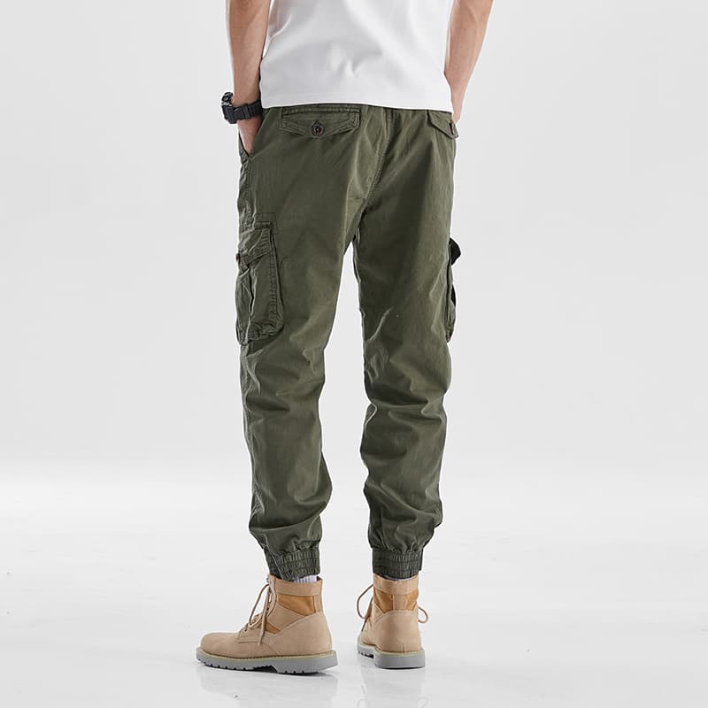GorgeousBen  Cargo Tactical Pant Men Multi-bag Vertical Multifunctional Straight Canister Foot Pant Draw Rope Army Green Casual Trouser — view 3
