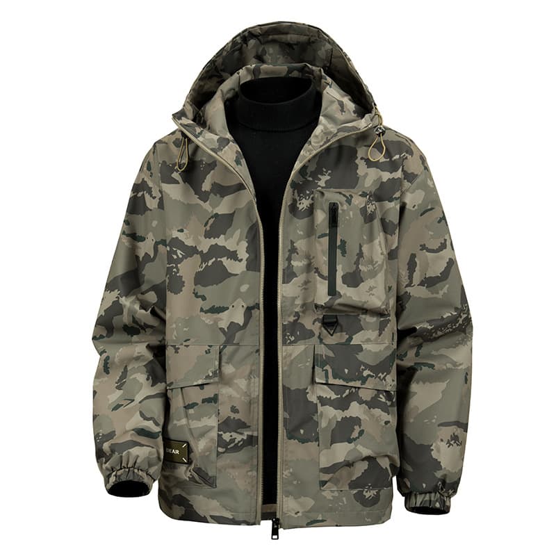 GorgeousBen Men's Camo Hooded Jacket, Water-Resistant Sportswear Coat for Autumn — view 11