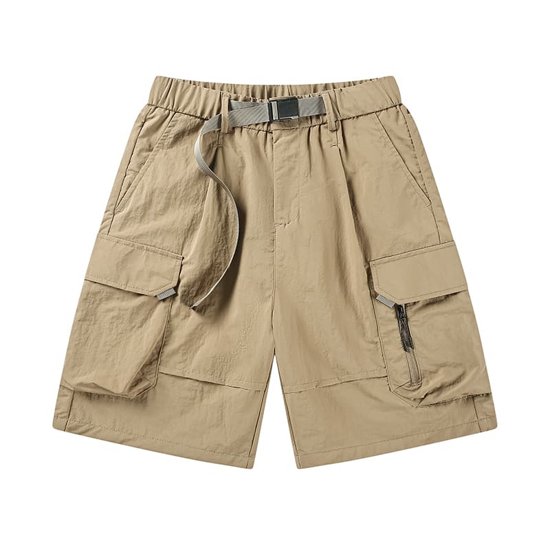 GorgeousBen Men's loose shorts five point pants casual sports pants buckle belt outside wearing. — view 10