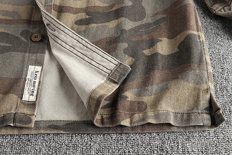 GorgeousBen Vintage chunky woven cotton cargo long-sleeved shirt men's autumn and winter casual shirt coat — view 12