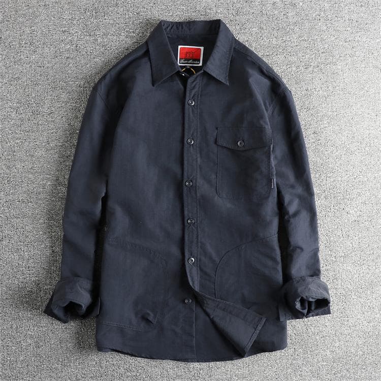 GorgeousBen Men's Japanese Style Outdoor Trendy Plaid Woven Utility Long Sleeve Shirt — view 11